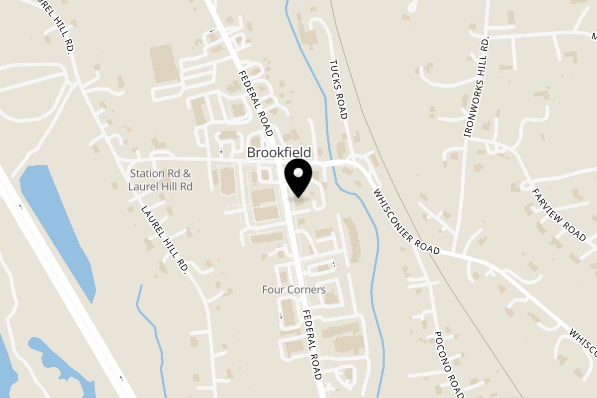 Map showing the location of Urban Street Pizza on 807 Federal Rd in Brookfield